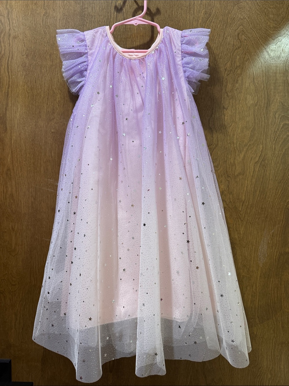 SHEIN Pink & Lavender Star Tulle Party Dress for Kids